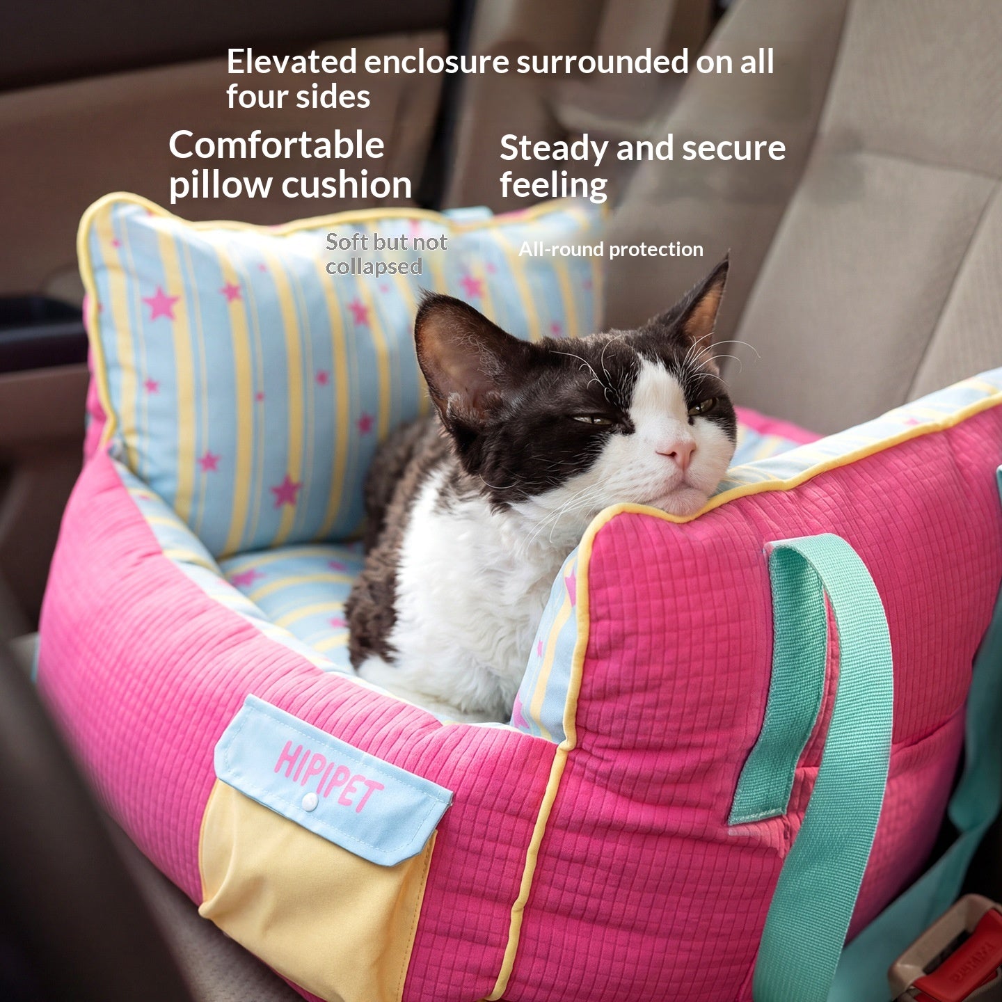 Pet Car Carrier Outdoor Kennel And Safety Seatportable And Detachable