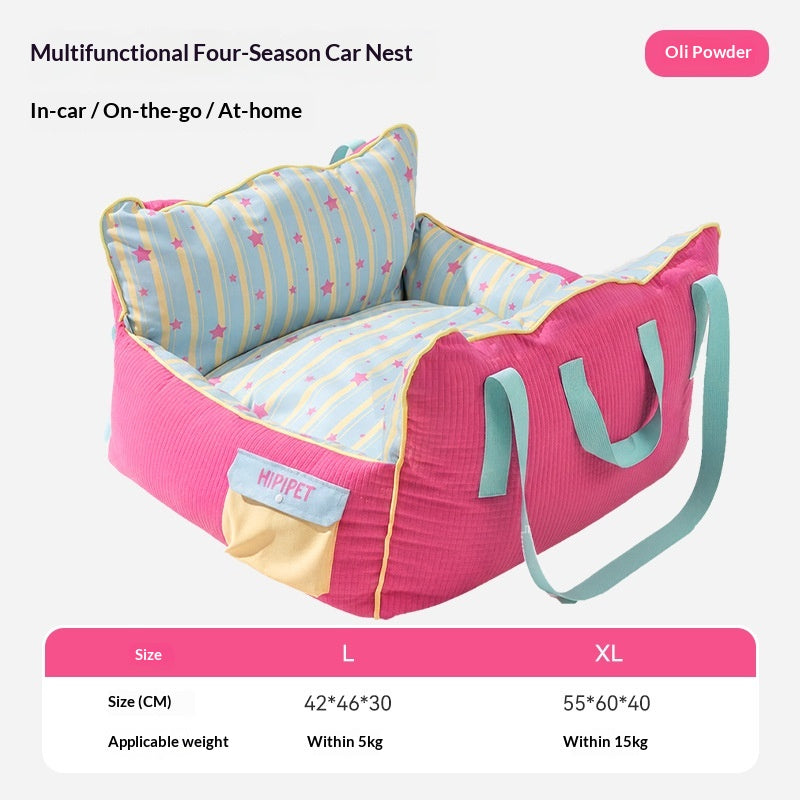Pet Car Carrier Outdoor Kennel And Safety Seatportable And Detachable